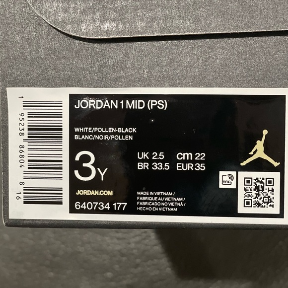 BRAND NEW JORDAN 1 MID (PS) - POLLEN - Picture 5 of 6